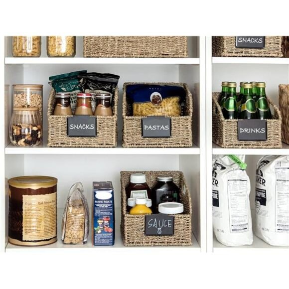 Storage Baskets for Organizing, Wicker Baskets with Built-in Handles, Handwoven - Picture 3 of 7